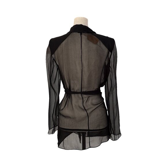 Chanel black silk sheer wrap top size 38 - Picture 4 of 8